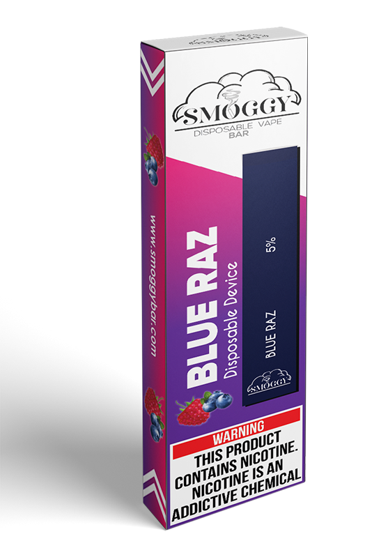 Blue Raz smoggy disposable vape bar pen 5% nicotine 400 puffs