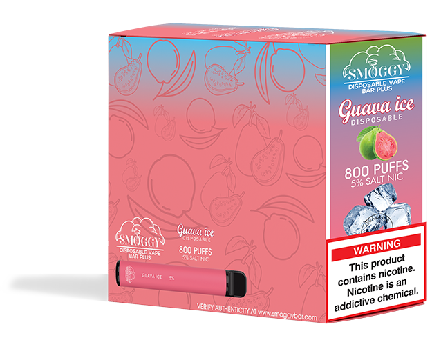 GUAVA ICE  smoggy disposable vape bar plus pen 5% nicotine 400 puffs