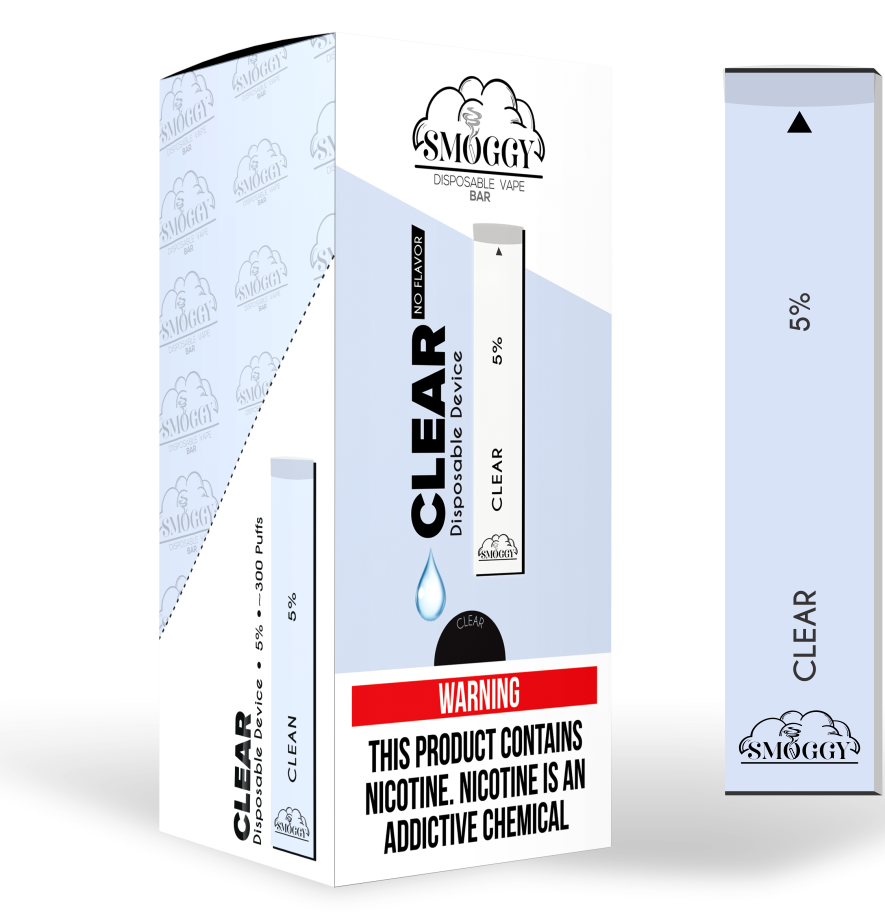CLEAR smoggy disposable vape bar pen 5% nicotine 400 puffs
